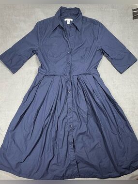 Bagutta Blue Button-Front Cotton Midi Dress